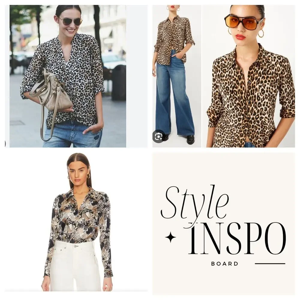 TRIBAL Jungle Cats Animal Print Blouse Size 12 100% Silk Brown Tan Black - Picture 11 of 11